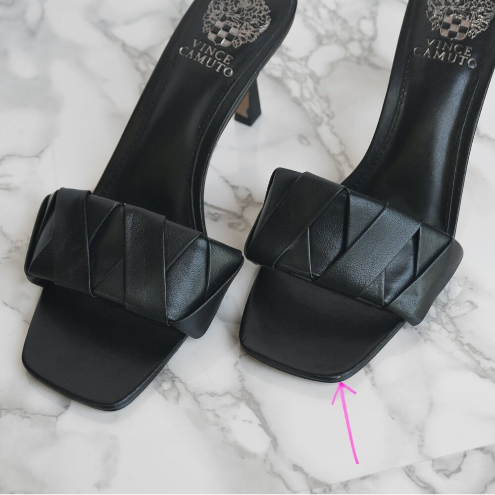 NWOT Vince Camuto Leather Endonta Pintucked Braided Heels Black Size 8 - Picture 6 of 6